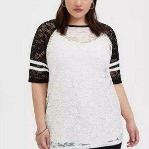 Torrid Lace Baseball Tee Size 2